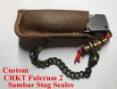 CRKT Fulcrum 2 Sambar Stag Scales Brass Lanyard in Sheath-1.JPG