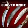 Curved Knife, Hand Forged Knife with Deer Horn Handle, Carved Blade Knife, Handmade Knife, Fix...jpg Curved Knife, Hand Forged Knife with Deer Horn Handle, Carved Blade Knife, Handmade Knife, Fix...jpg