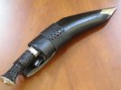 15-inch 22 oz. Carved Horn Silver Mtd. AK by Kumar in scabbard.jpg