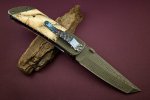 Crawford Combat Tanto Damascus Mammoth Ivory Scales 3 Little Indians Open Reverse.jpg