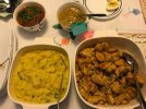 Herbed mashed lentils and curry chicken.JPG