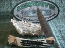 Buck 110 NS Ladder Damascus Drop Point Blade Stag Bone #1.jpg