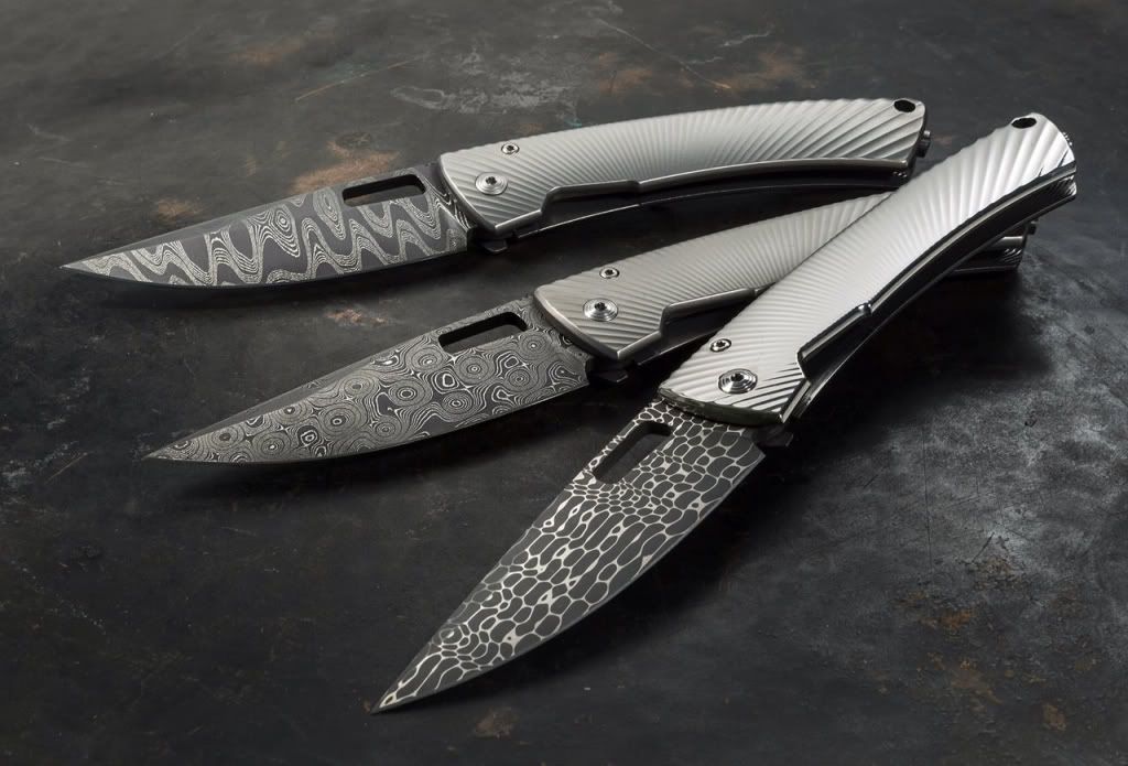 LionSteel SR2 Grey Titanium, Lizard Chad Nichols Damascus by